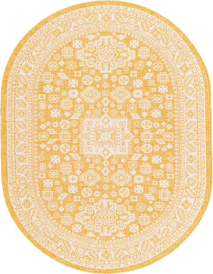 Detail image of 5' 3 x 8' Easy-Clean Aztec Indoor / Outdoor Oval Rug
