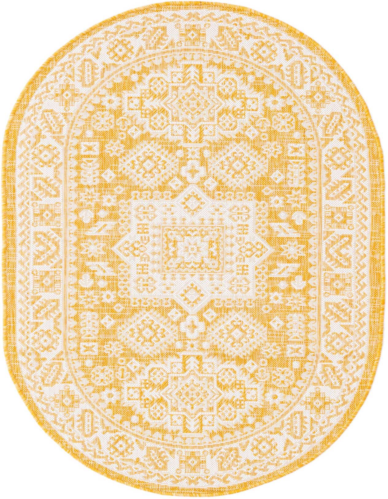 3' x 5' 3 Easy-Clean Aztec Indoor / Outdoor Oval Rug