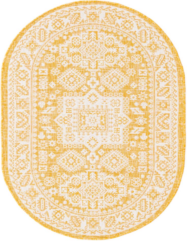 Detail image of 3' x 5' 3 Easy-Clean Aztec Indoor / Outdoor Oval Rug
