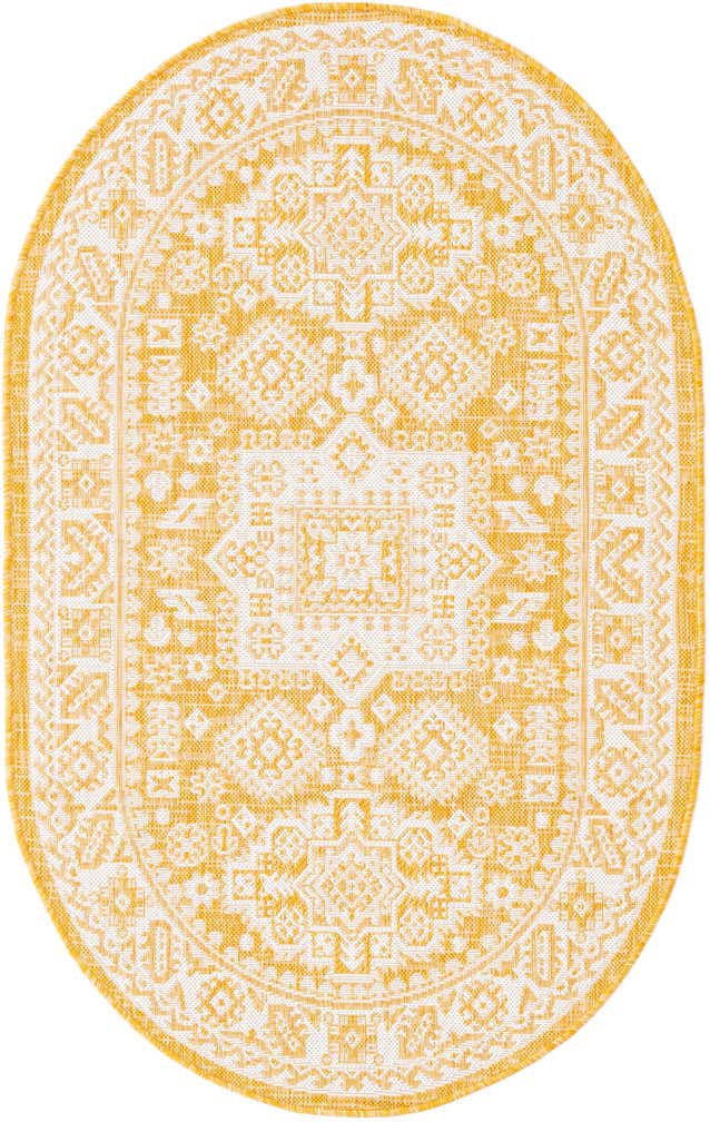 3' x 5' 3 Easy-Clean Aztec Indoor / Outdoor Oval Rug
