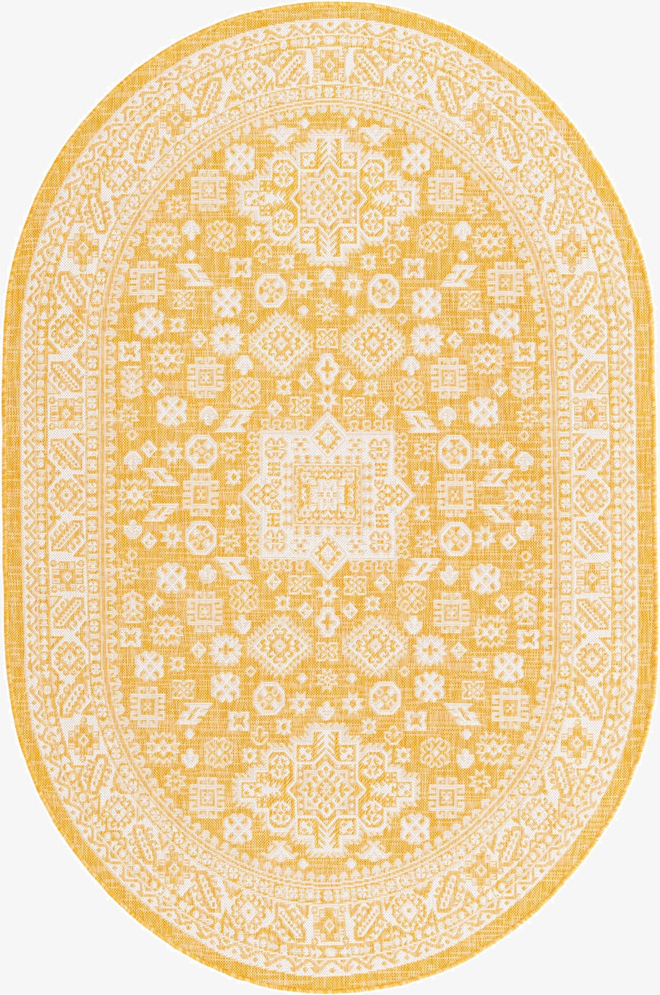 Primary image 5' 3 x 8'  Washable Aztec Indoor / Outdoor Oval Rug
