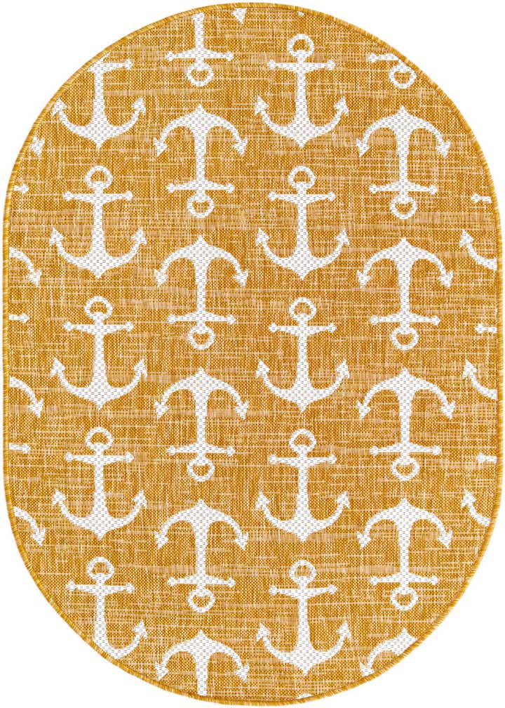 3' x 5' 3 Easy-Clean Coastal Indoor / Outdoor Oval Rug