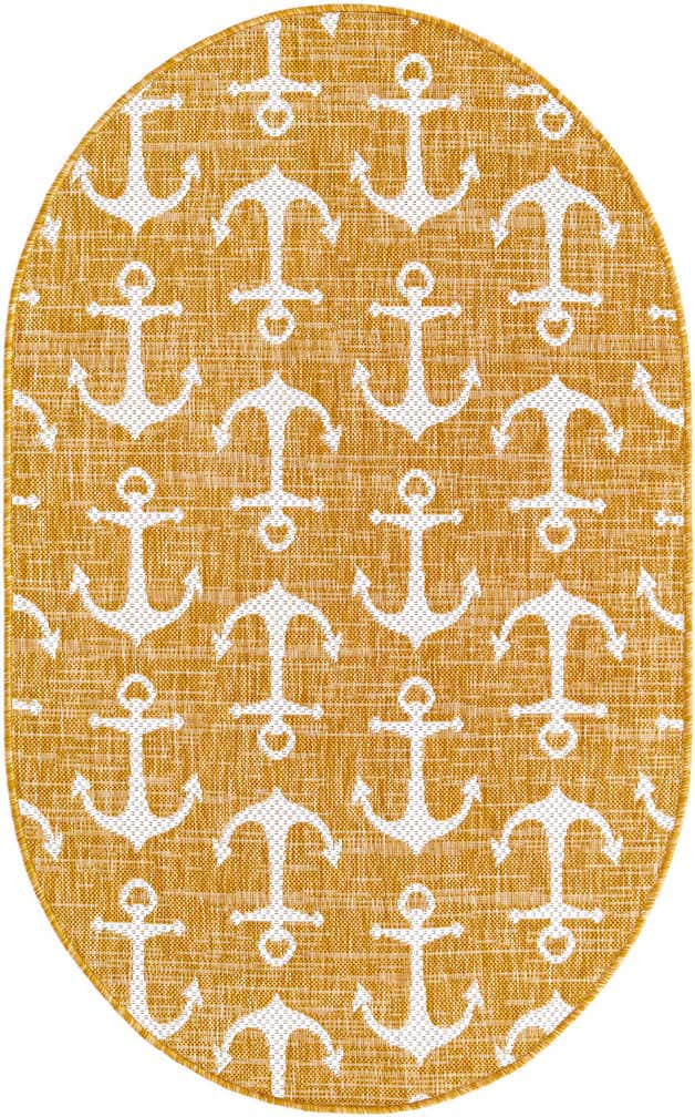 3' x 5' 3 Easy-Clean Coastal Indoor / Outdoor Oval Rug