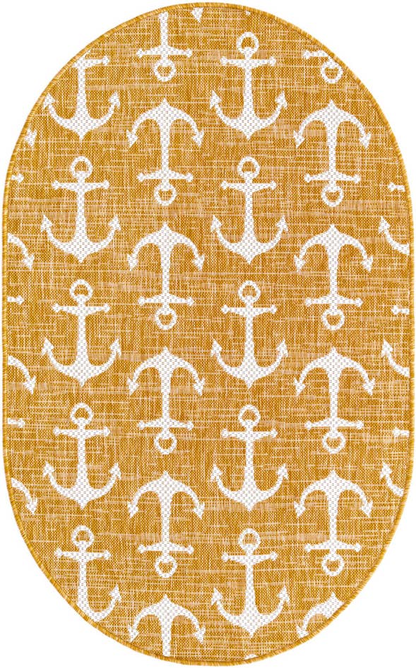 Detail image of 3' x 5' 3 Easy-Clean Coastal Indoor / Outdoor Oval Rug