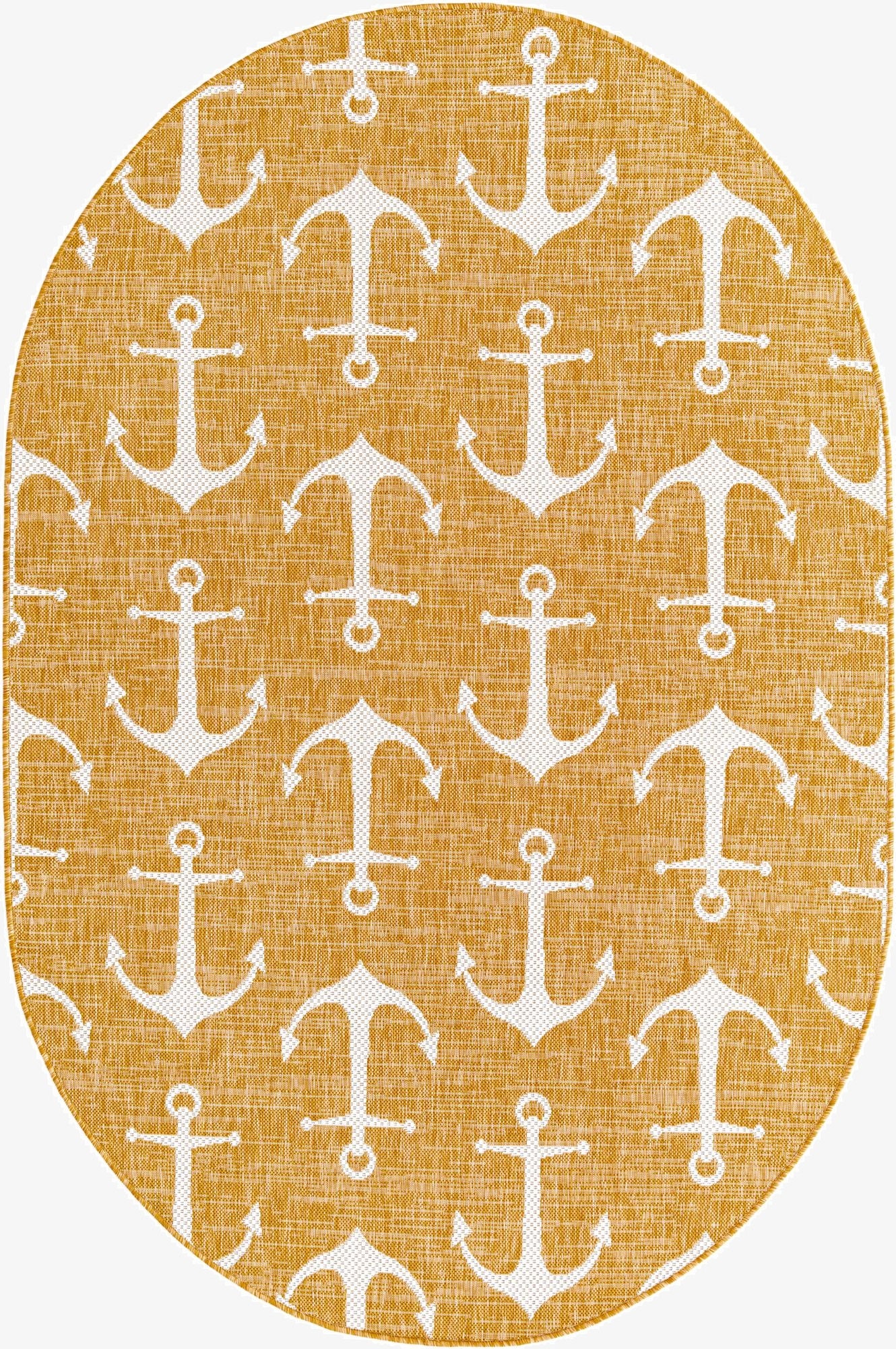 5' 3 x 8'  Washable Coastal Indoor / Outdoor Oval Rug