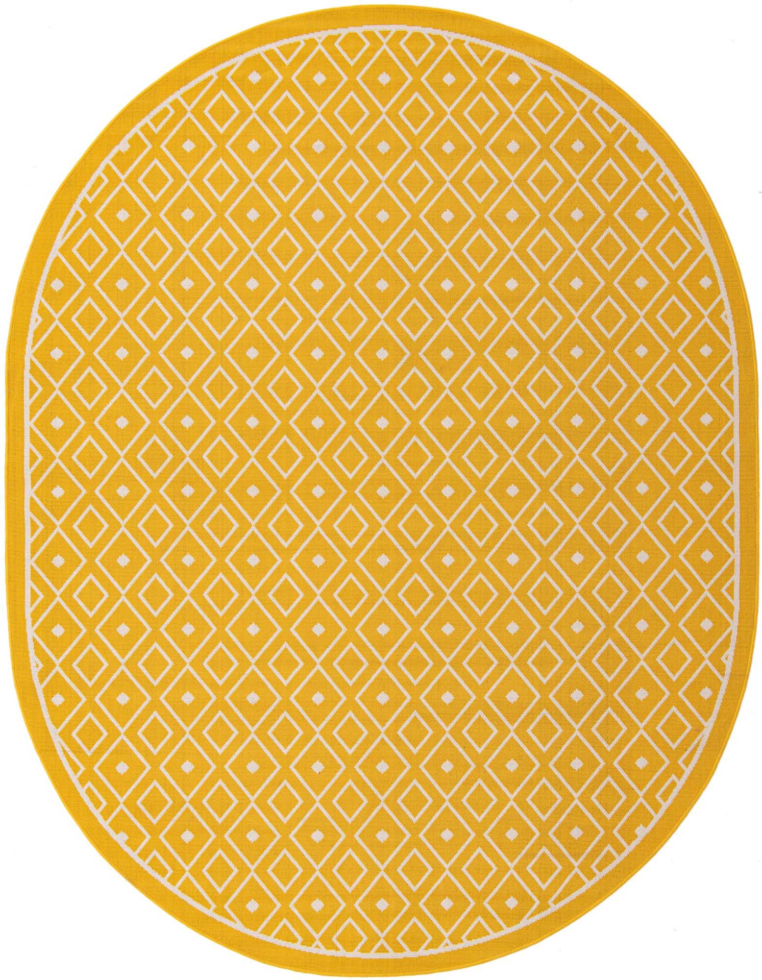 7' 10 x 10' Easy-Clean Trellis Indoor / Outdoor Oval Rug