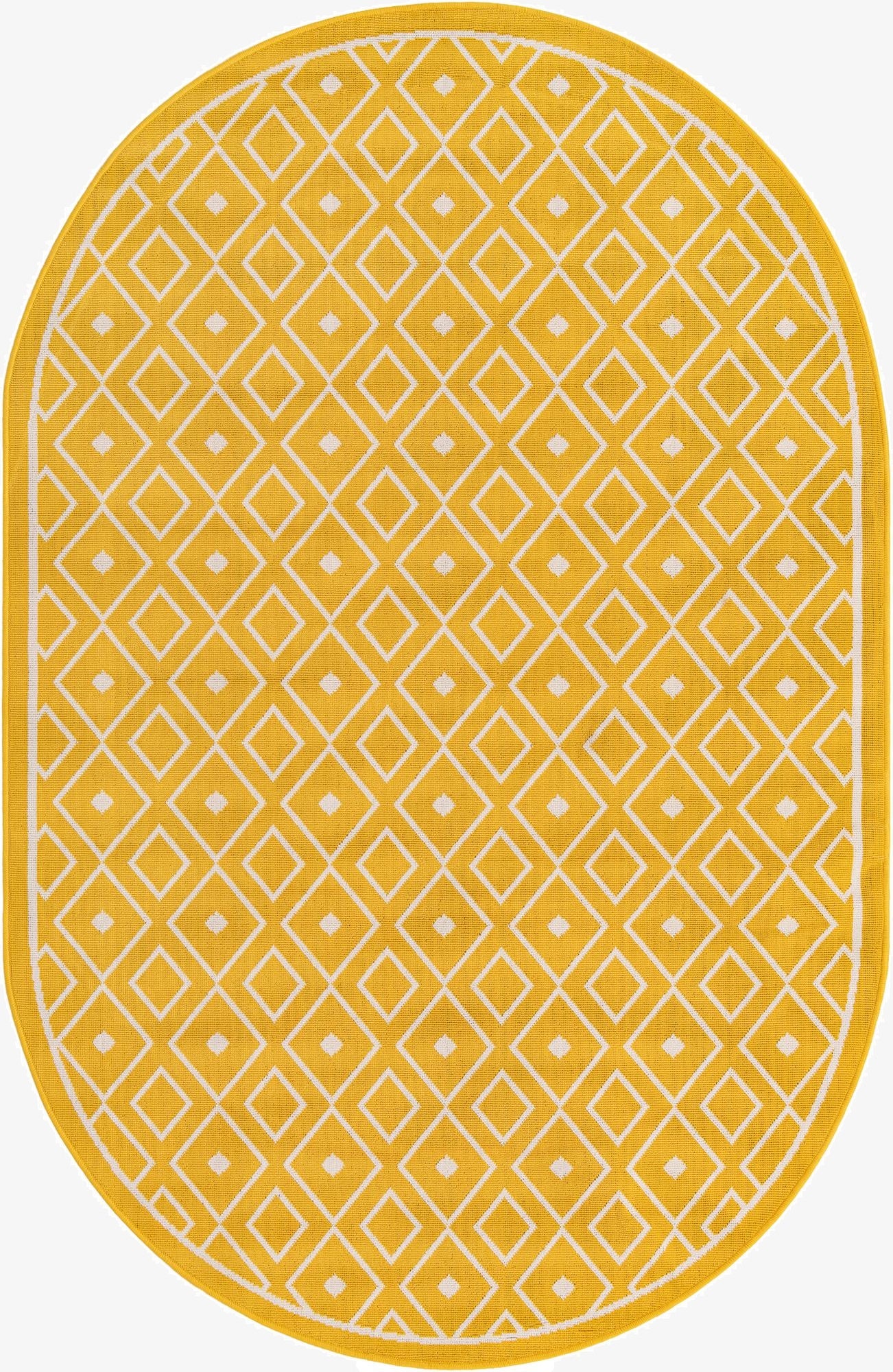 5' 3 x 8'  Washable Trellis Indoor / Outdoor Oval Rug