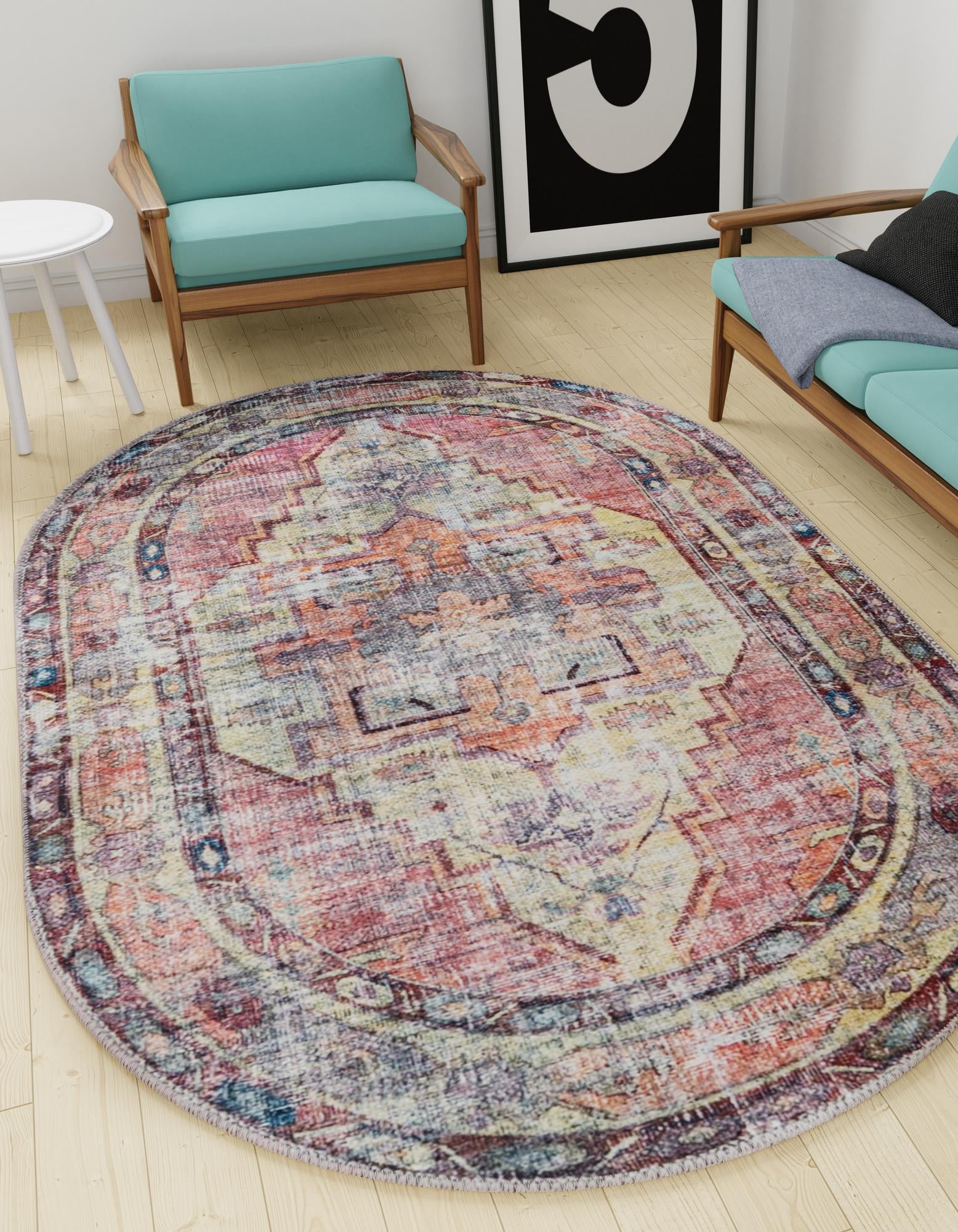 2' x 3' Washable Maahru Oval Rug