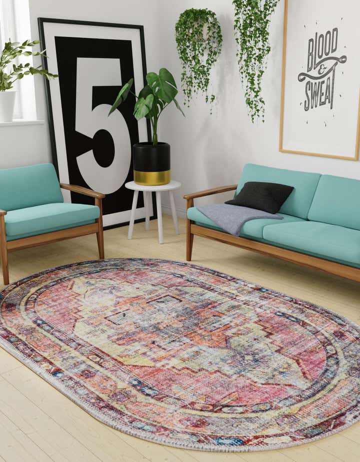 5' 3 x 8' Washable Maahru Oval Rug
