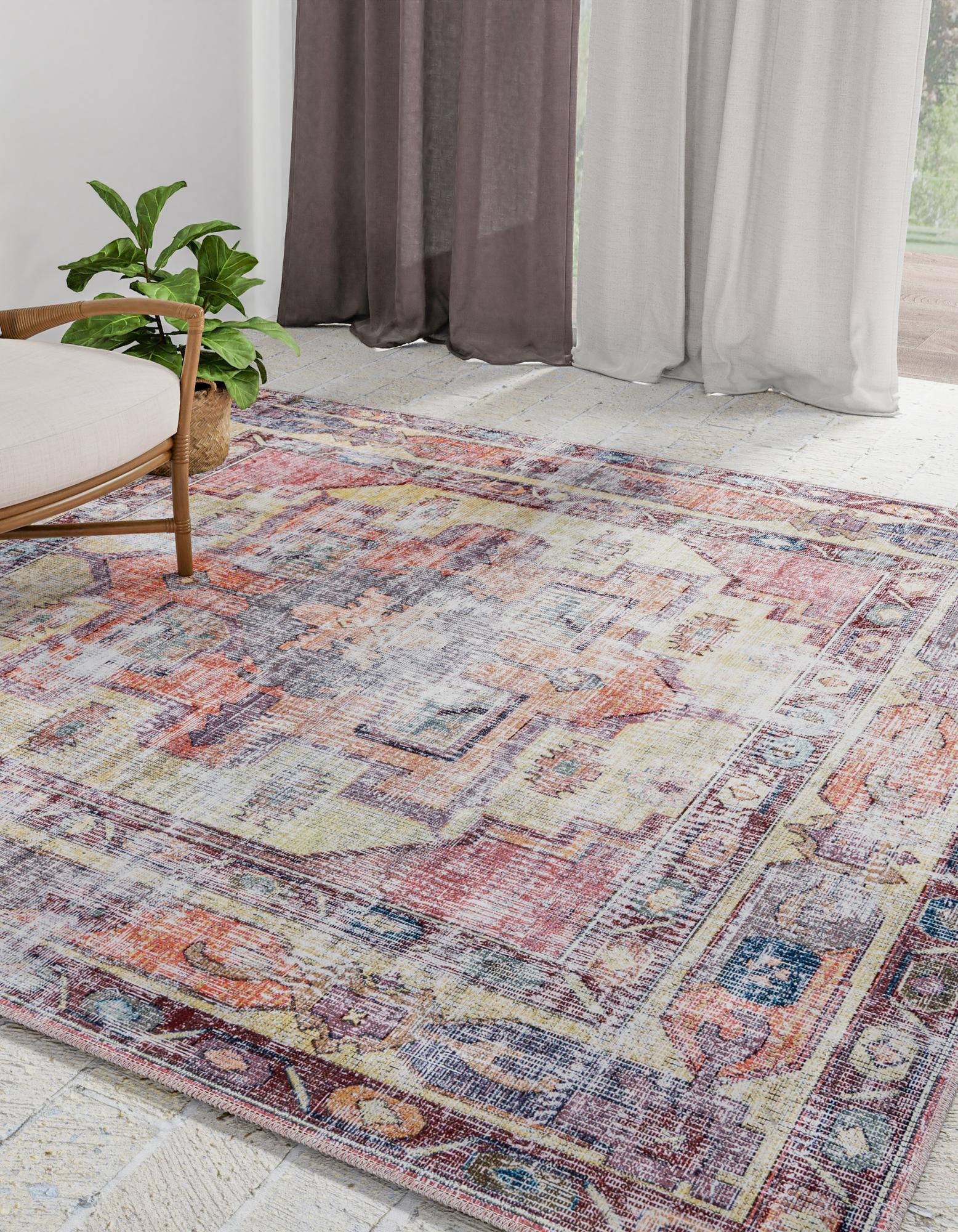 3' 3 x 3' 3 Washable Maahru Square Rug