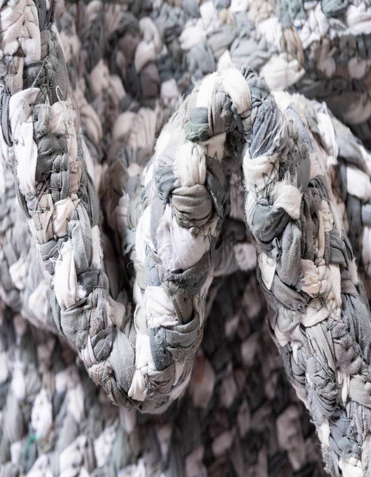Detail image of 4' 8 x 6' 6 Handmade Braided Chindi Rug