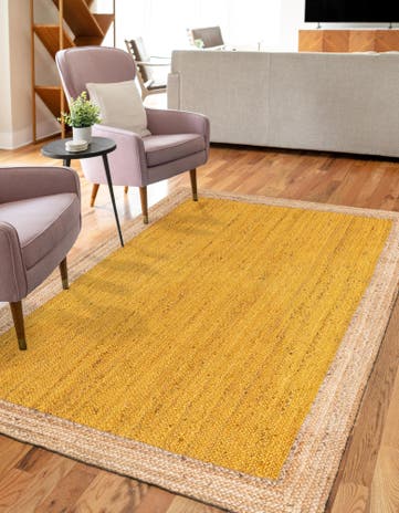 Yellow Handmade Braided Jute Rug