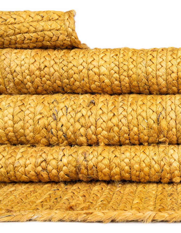 Detail image of Custom Yellow Handmade Braided Jute Rug
