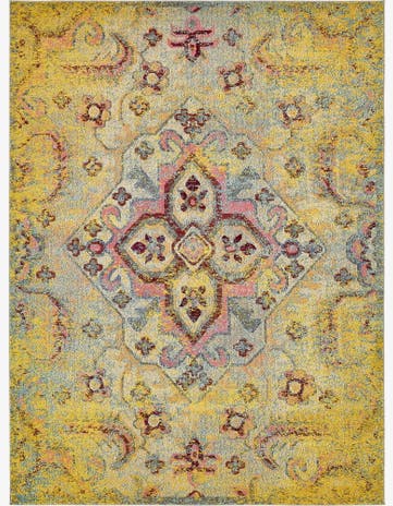 Yellow Washable Carnevale Rug