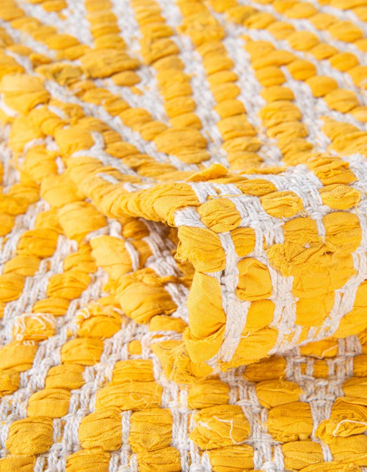 Detail image of Custom Yellow Hand Woven Chindi Chevron Rug