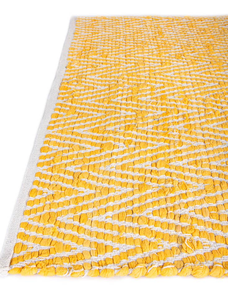 Detail image of Custom Yellow Hand Woven Chindi Chevron Rug