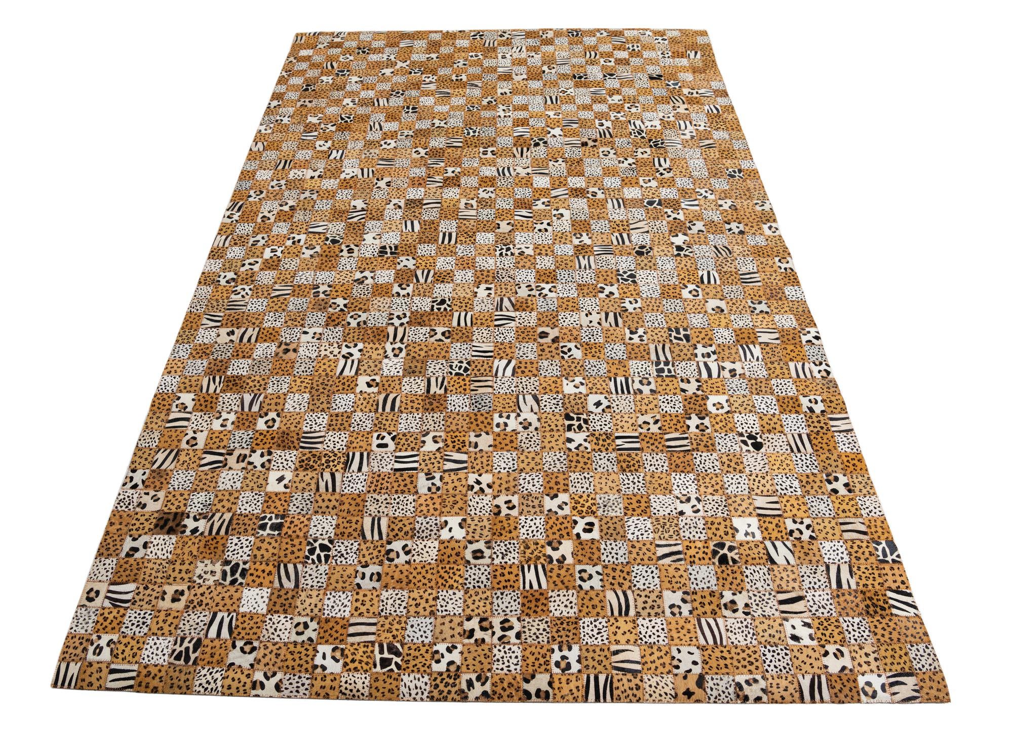 5' 1 x 8' Cowhide Leather Rug