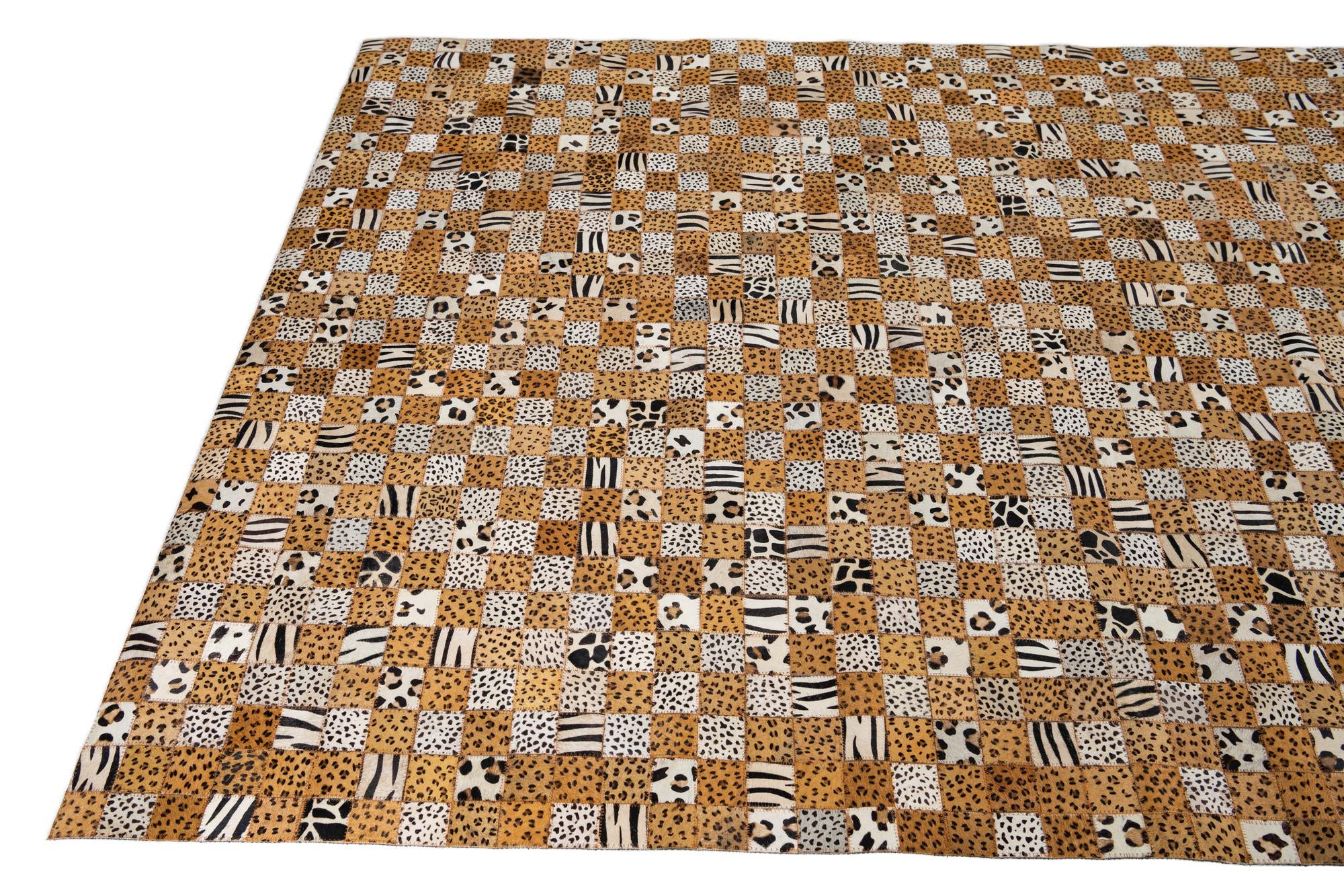 5' 1 x 8' Cowhide Leather Rug