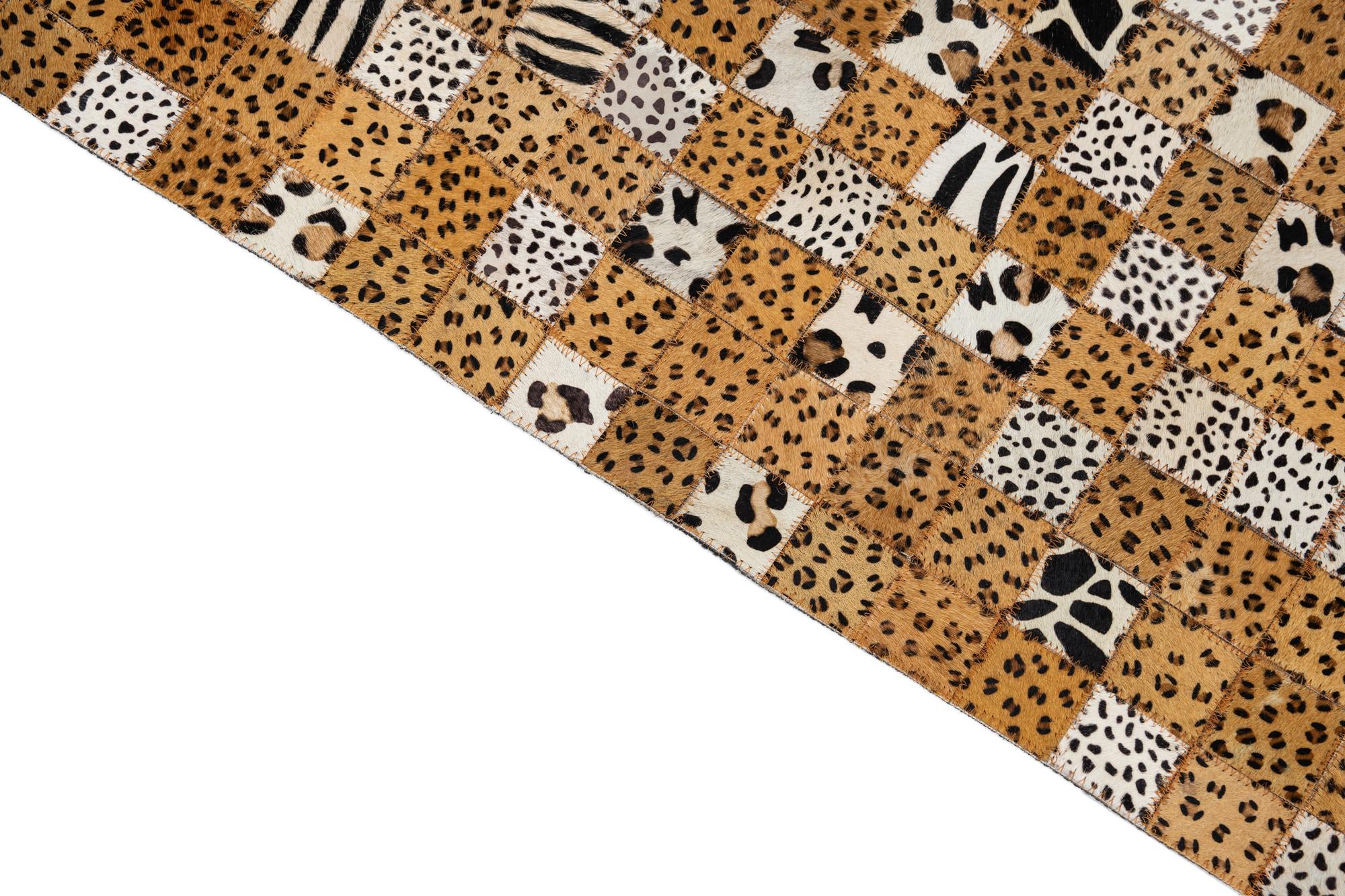 5' 1 x 8' Cowhide Leather Rug