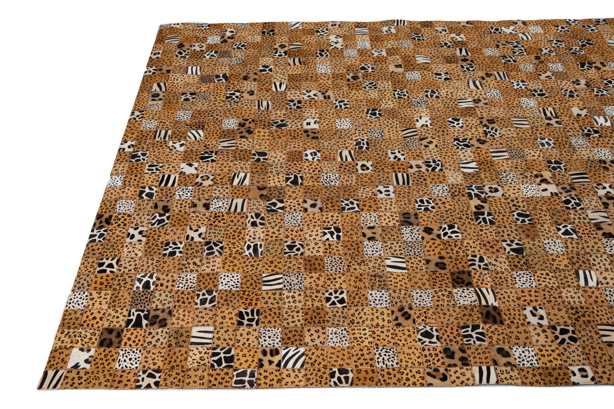 5' 1 x 8' Cowhide Leather Rug
