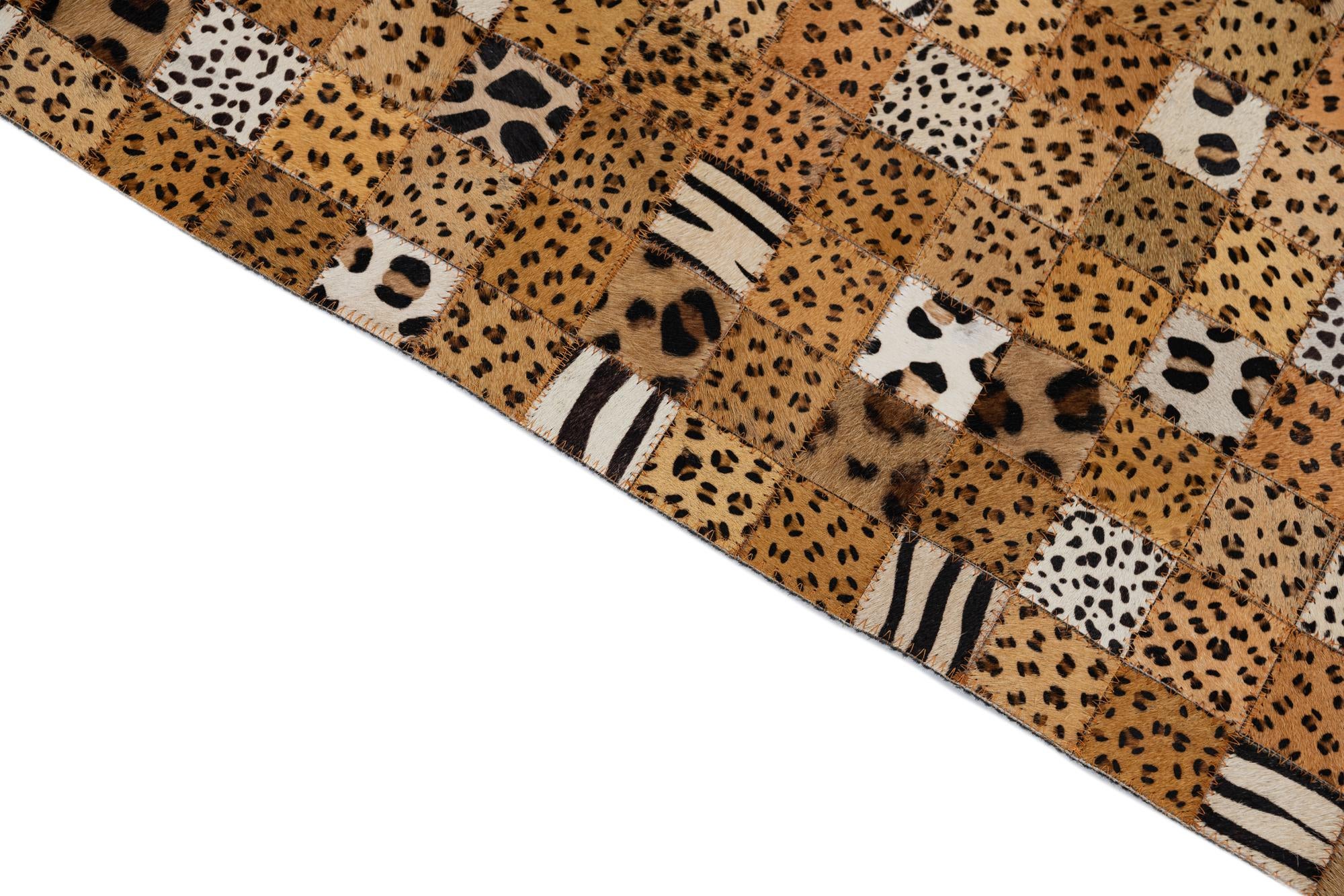 5' 1 x 8' Cowhide Leather Rug