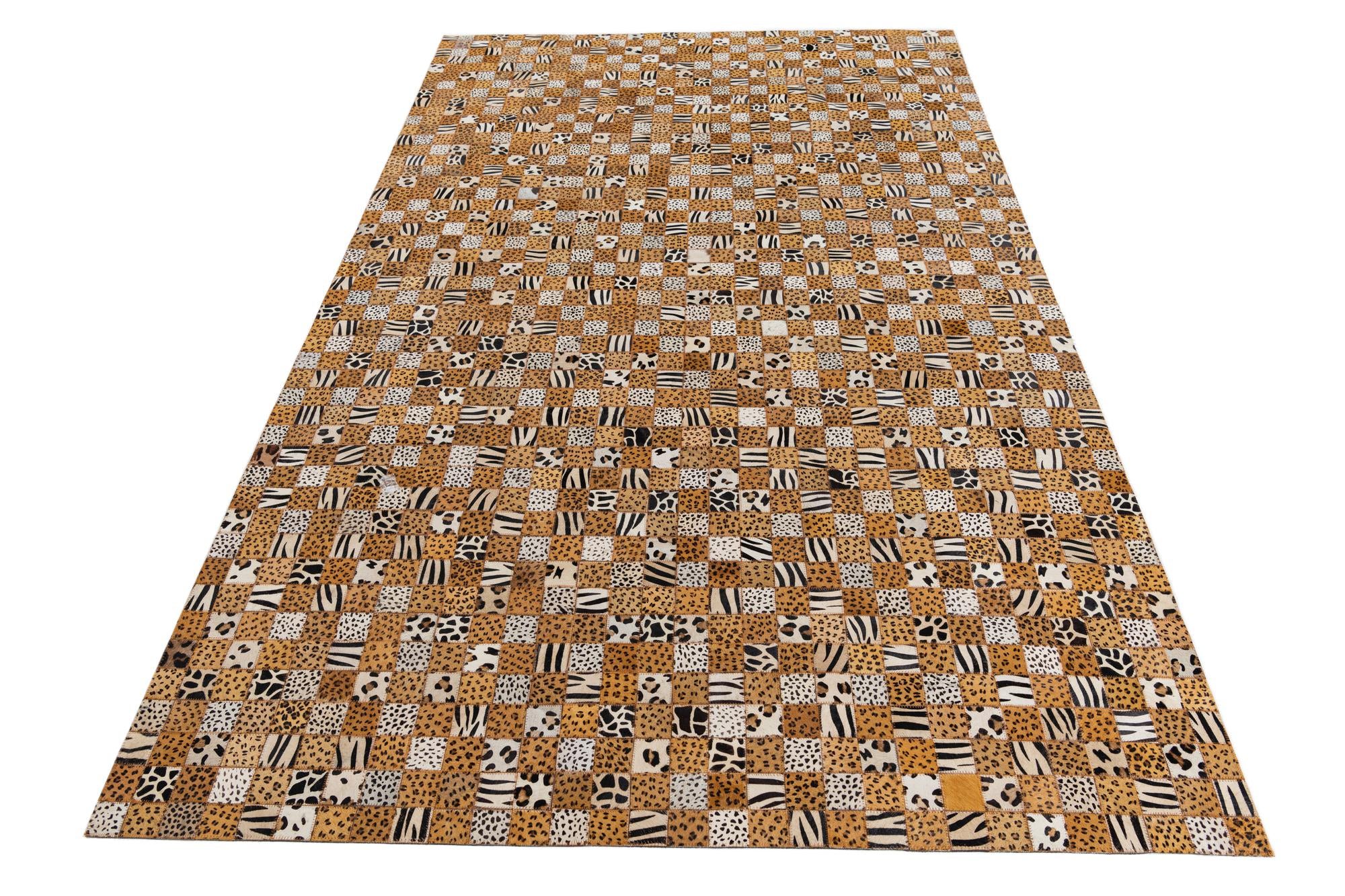 5' x 8' 1 Cowhide Leather Rug