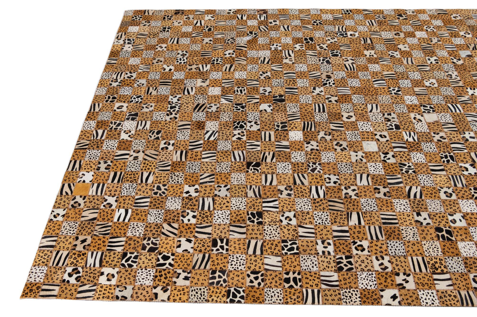 5' x 8' 1 Cowhide Leather Rug