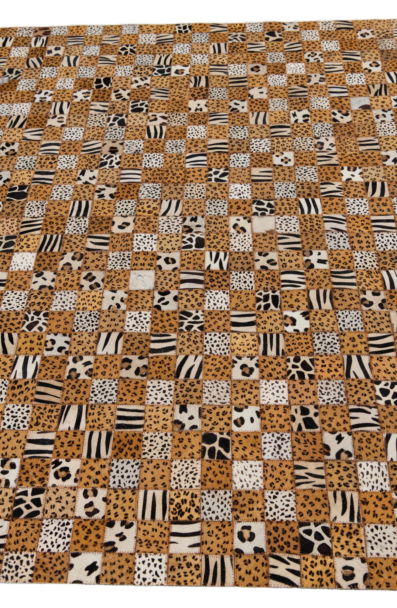 5' x 8' 1 Cowhide Leather Rug