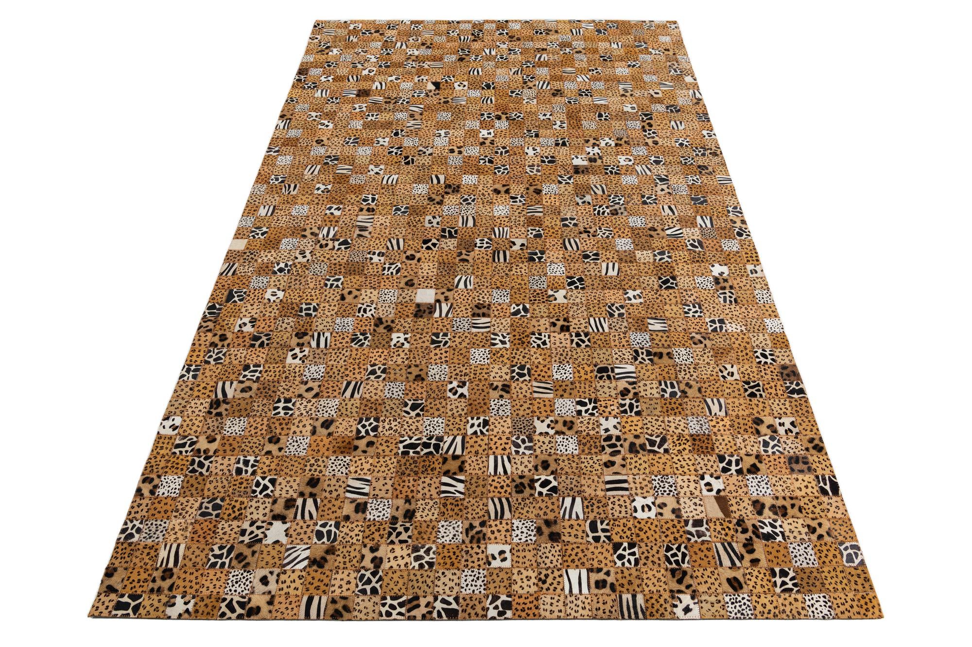5' 1 x 8' Cowhide Leather Rug