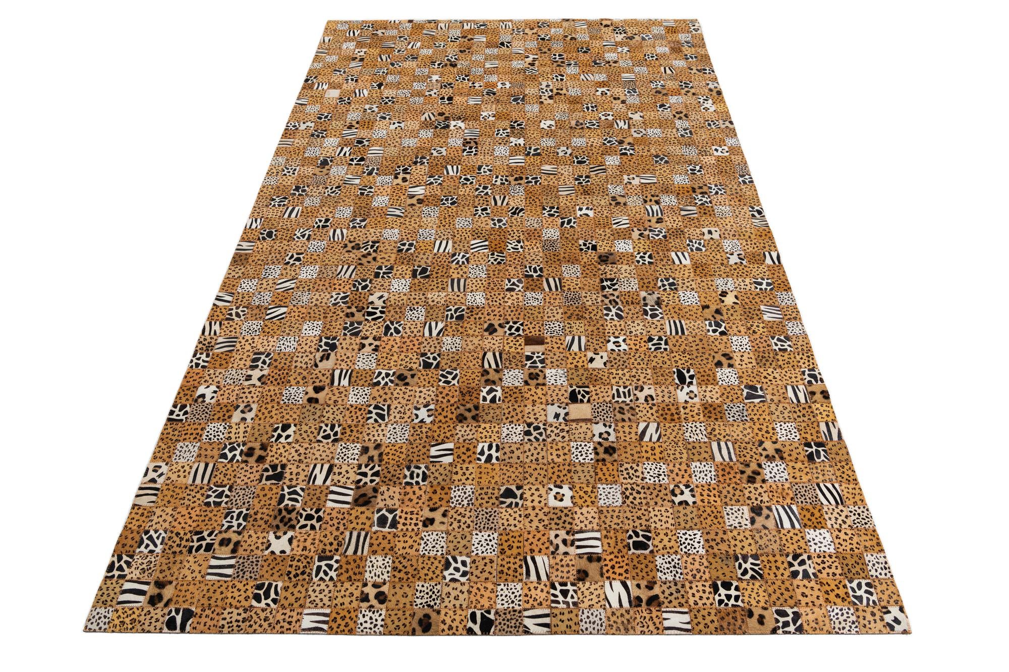 5' 1 x 8' Cowhide Leather Rug