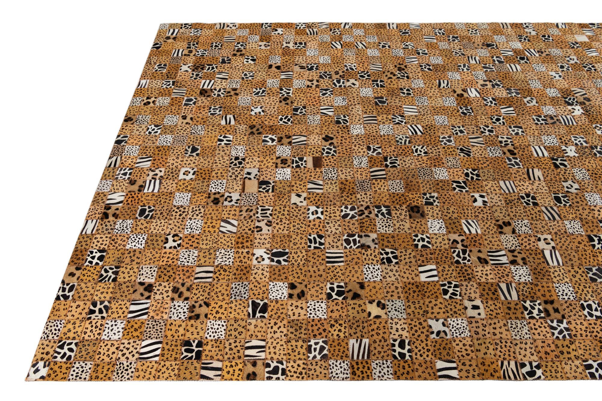 5' 1 x 8' Cowhide Leather Rug