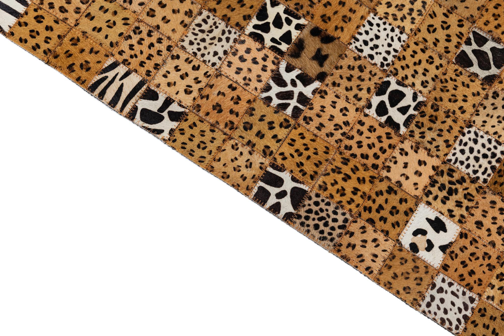 5' 1 x 8' Cowhide Leather Rug
