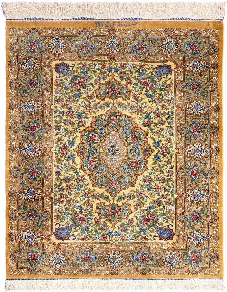 Detail image of 2' 7 x 3' 9 Ghom Silk Rug