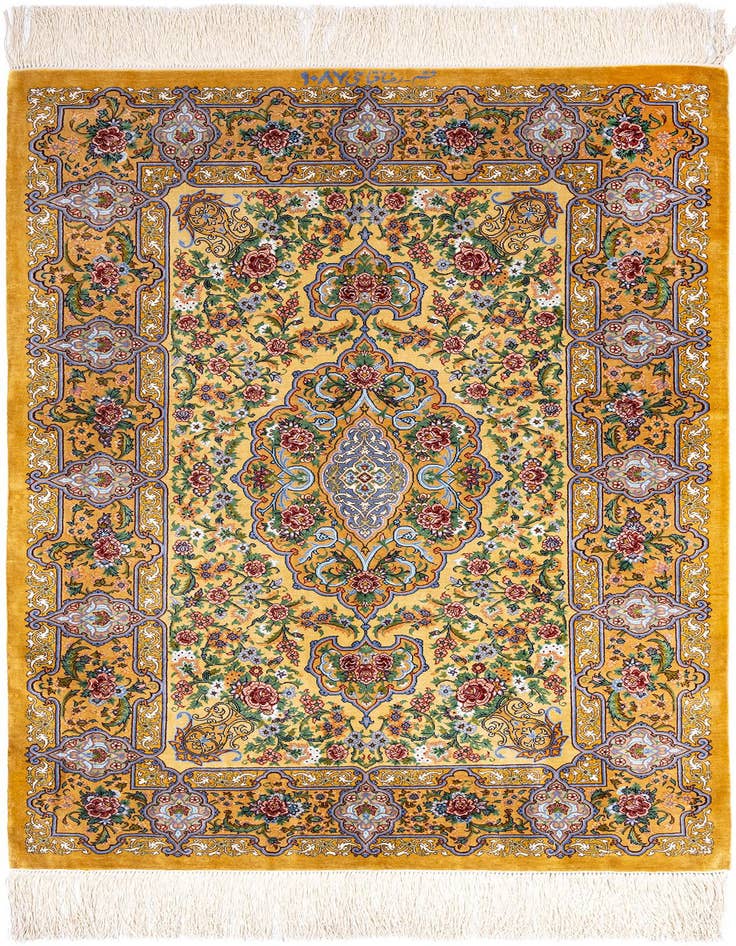 Detail image of 2' 7 x 4' Ghom Silk Rug