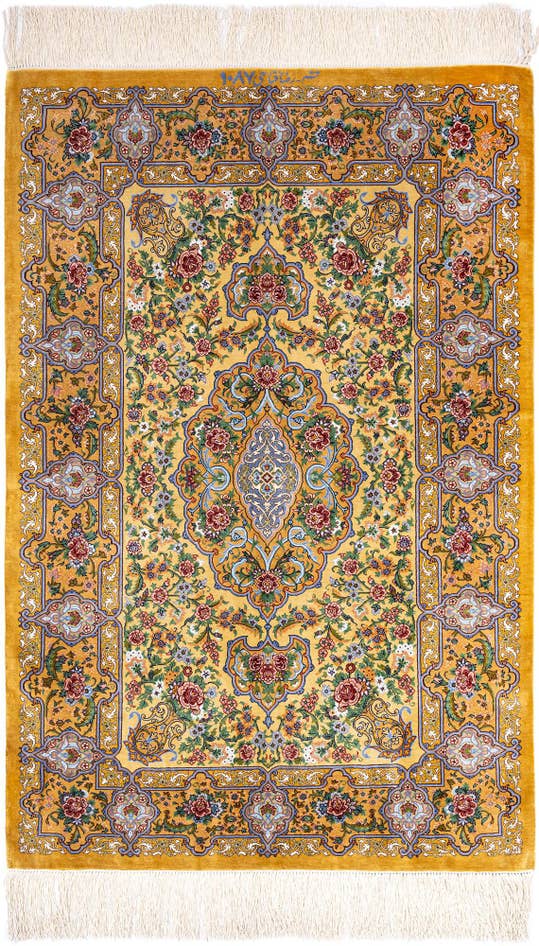 Detail image of 2' 7 x 4' Ghom Silk Rug