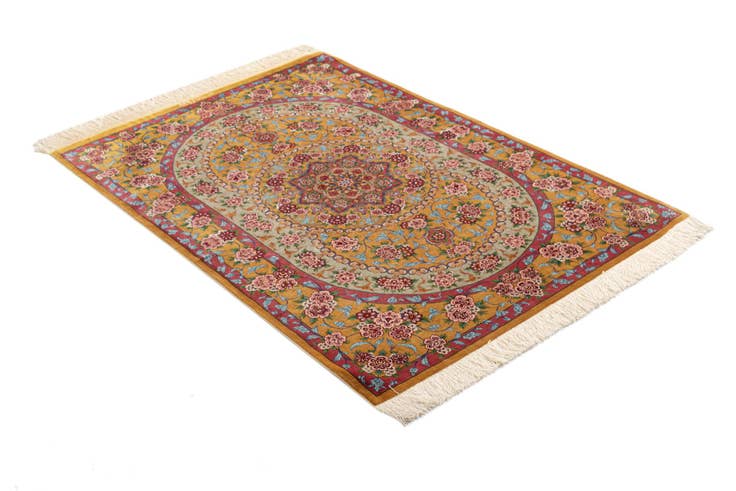 Detail image of 3' 4 x 4' 11 Ghom Silk Rug