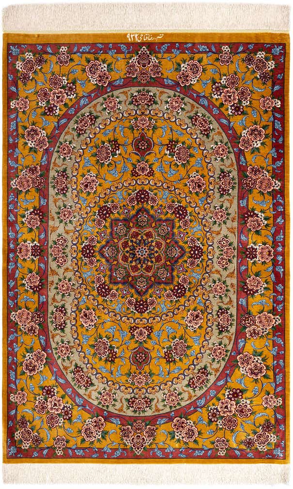 3' 4 x 4' 11 Ghom Silk Rug