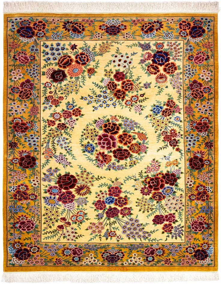 Detail image of 3' 4 x 5' 2 Ghom Silk Rug