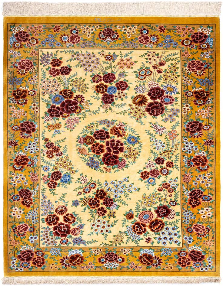 Detail image of 3' 3 x 5' 2 Ghom Silk Rug