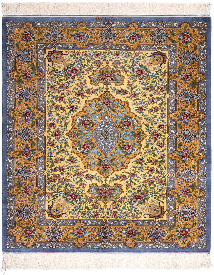 Detail image of 3' 4 x 4' 10 Ghom Silk Rug