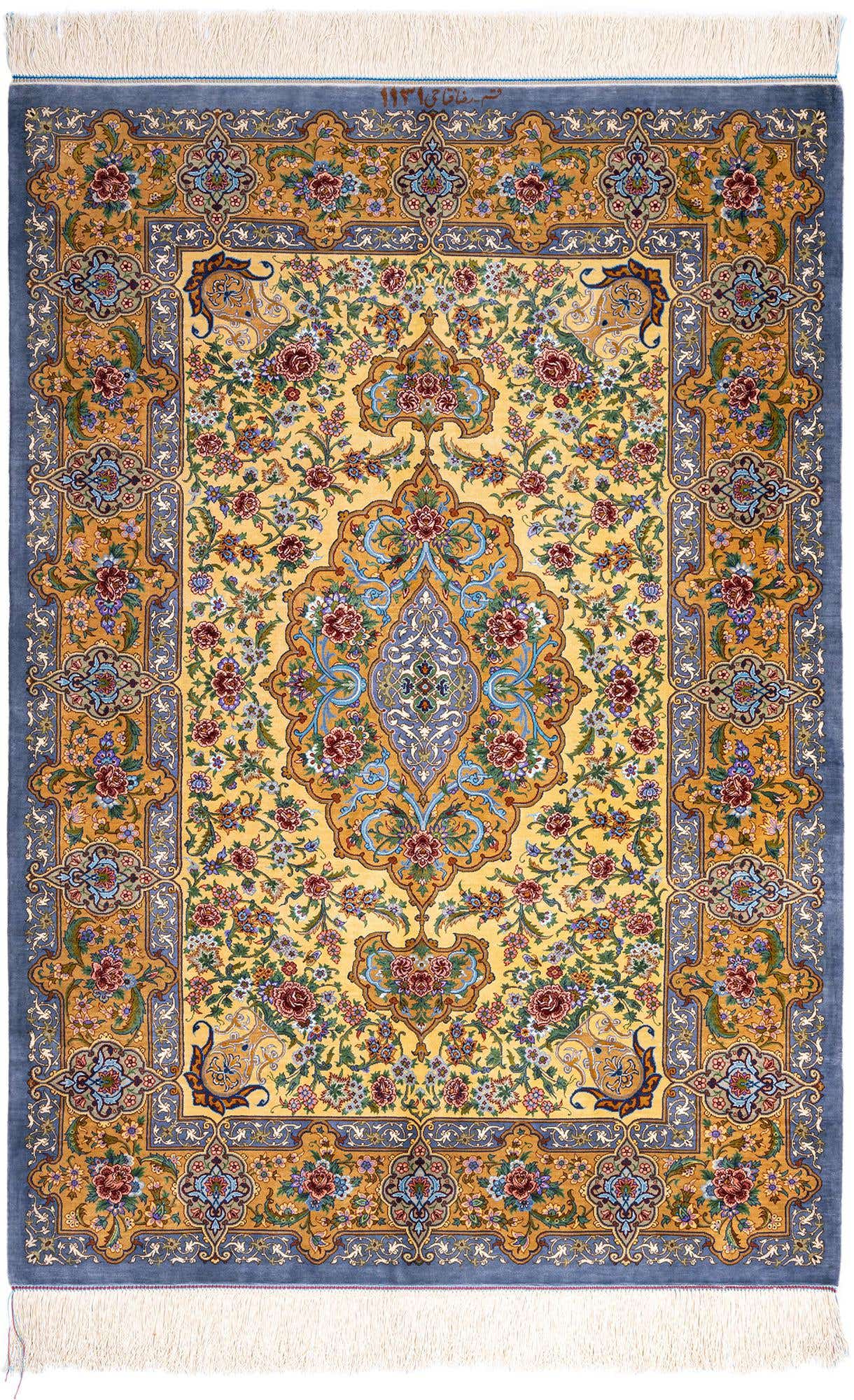 3' 4 x 4' 10 Ghom Silk Rug