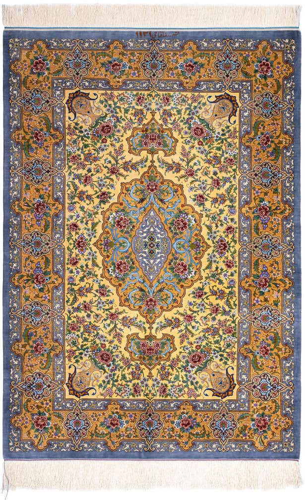 3' 4 x 4' 10 Ghom Silk Rug