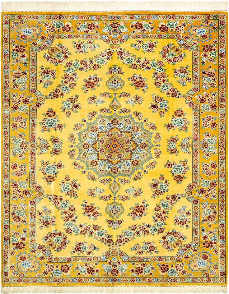 Detail image of 6' 7 x 9' 11 Ghom Silk Rug