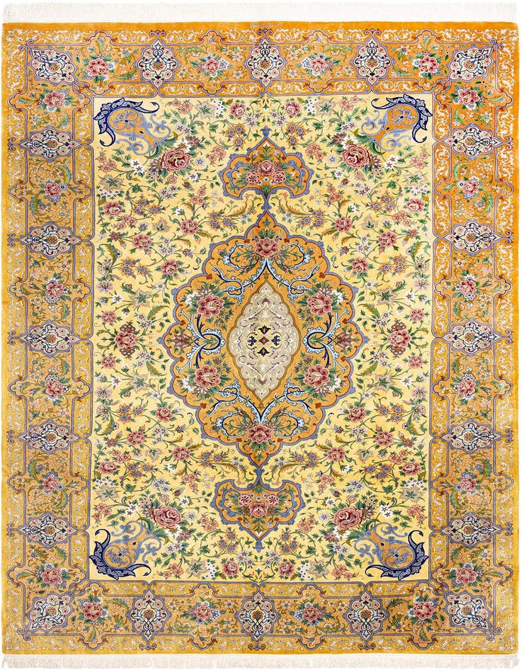 Detail image of 6' 6 x 9' 11 Ghom Silk Rug