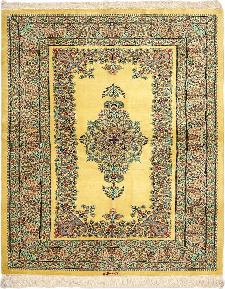 Detail image of 3' 4 x 4' 11 Ghom Silk Rug