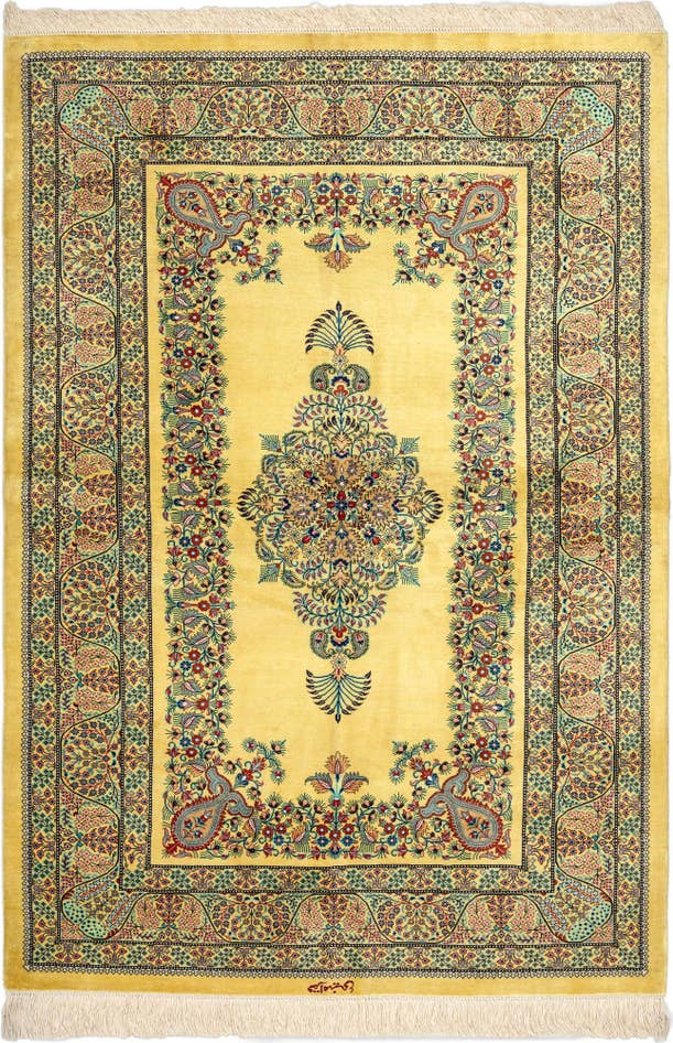 Detail image of 3' 4 x 4' 11 Ghom Silk Rug