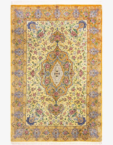 6' 6 x 9' 11 Ghom Silk Rug