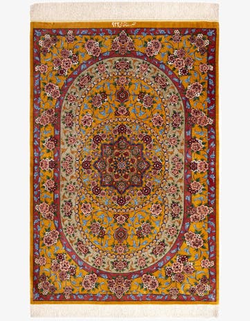 3' 4 x 4' 11 Ghom Silk Rug