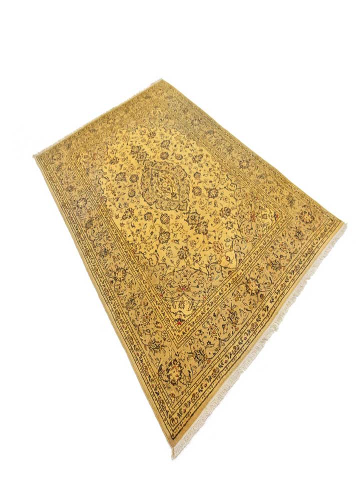 6' 6 x 9' 7 Hand Knotted Kashan Persian Wool Rug