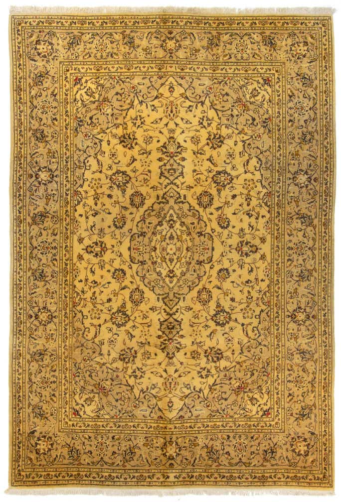 6' 6 x 9' 7 Hand Knotted Kashan Persian Wool Rug